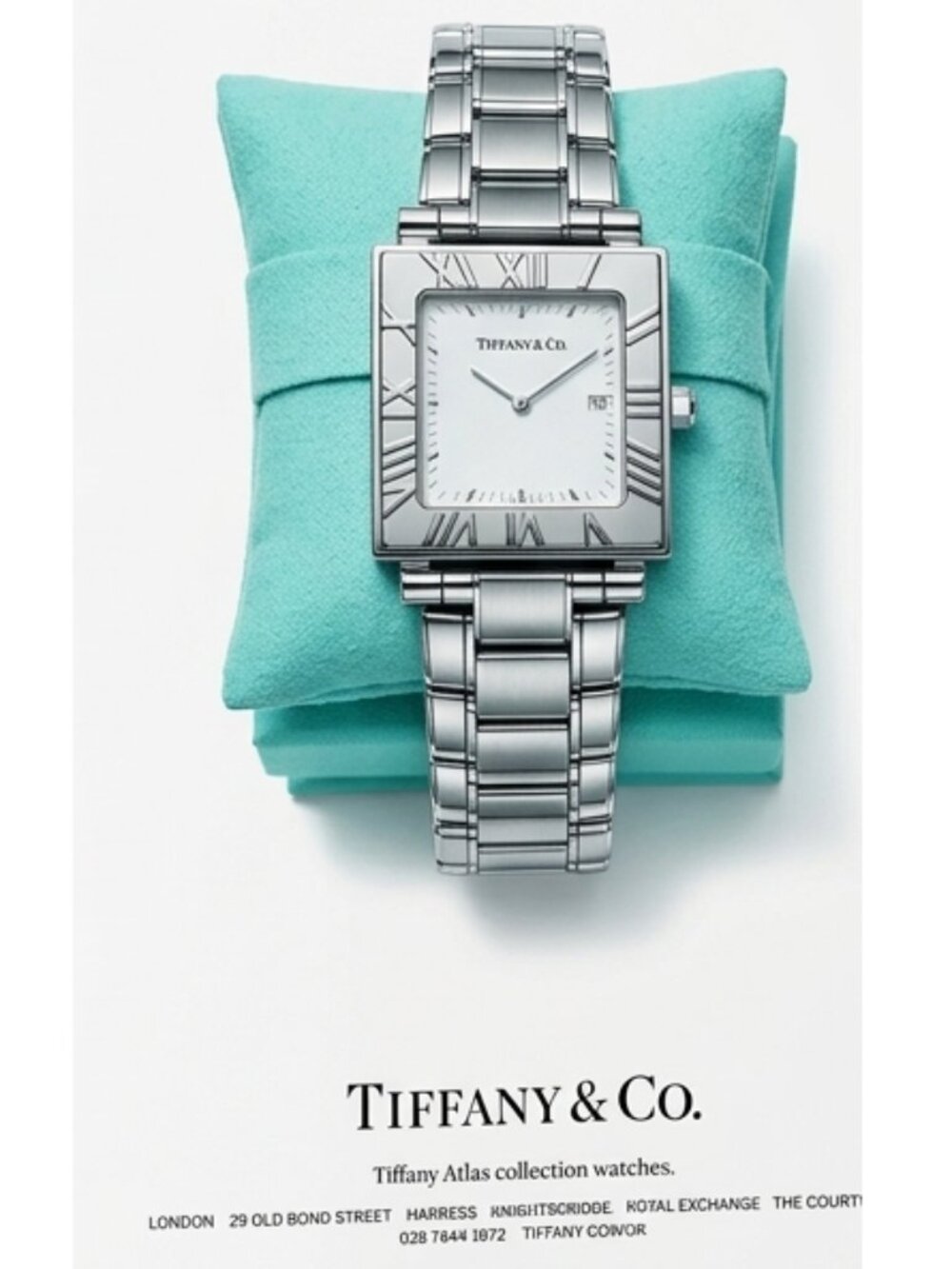 Tiffany & Co. Iconic Atlas Stainless Steel Swiss Made Square Watch - Picture 3 of 16